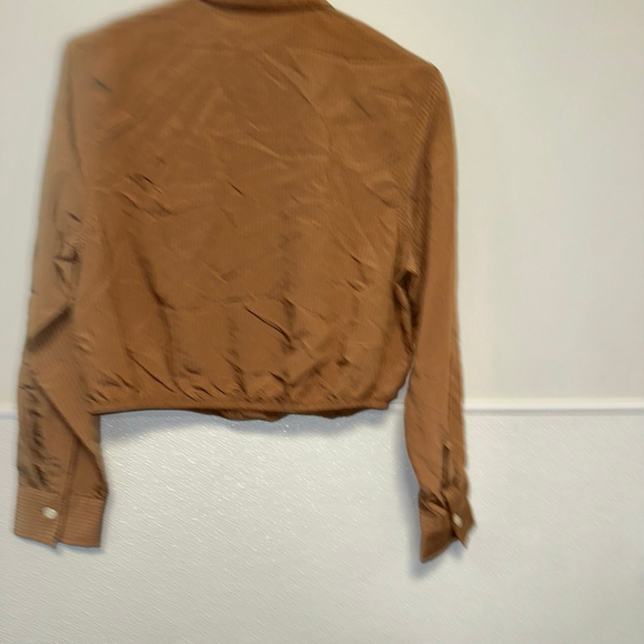 Women's Future Collective Striped Button-Up Shirt Brown/Black Size XS NWT NEW - Picture 2 of 11